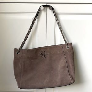 Tory Burch Suede McGraw Chain Slouchy Tote